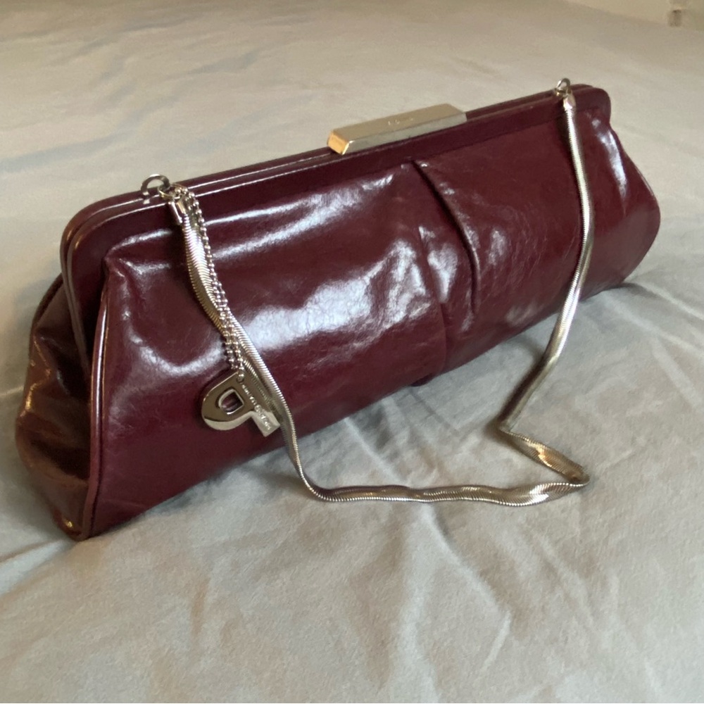 PICARD elegant leather clutch bag with silver hardware